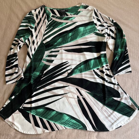 Alfani Petite Palm‎ Print 3/4 Sleeves Size PL - Picture 4 of 6